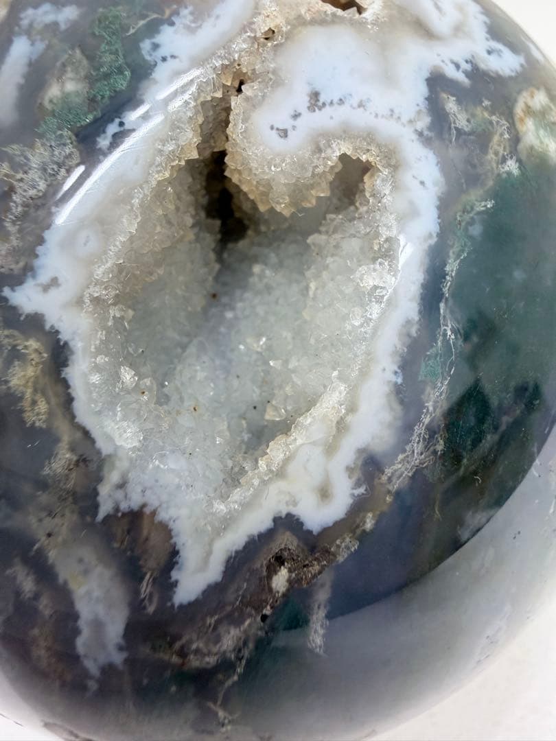 希少　パープルモス　スフィア　王冠スタンド付き☆ 笑口　丸玉　大