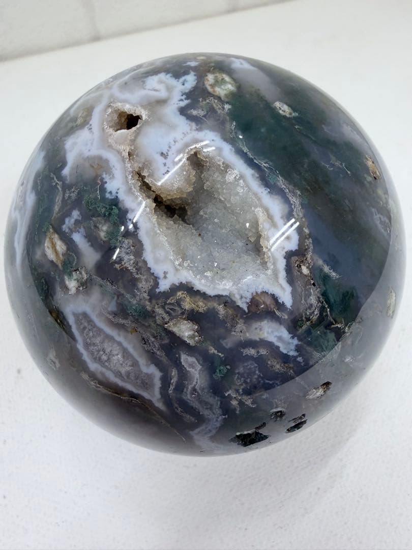 希少　パープルモス　スフィア　王冠スタンド付き☆ 笑口　丸玉　大