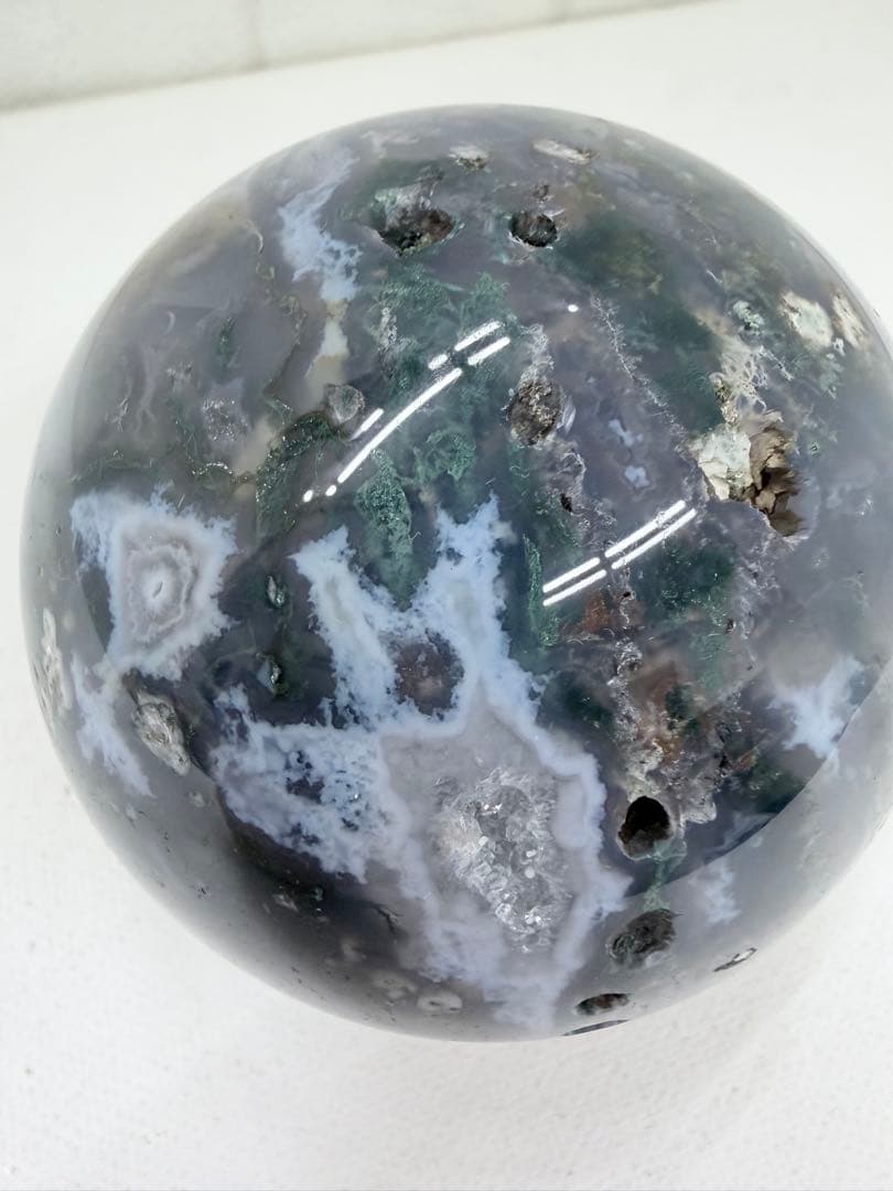 希少　パープルモス　スフィア　王冠スタンド付き☆ 笑口　丸玉　大