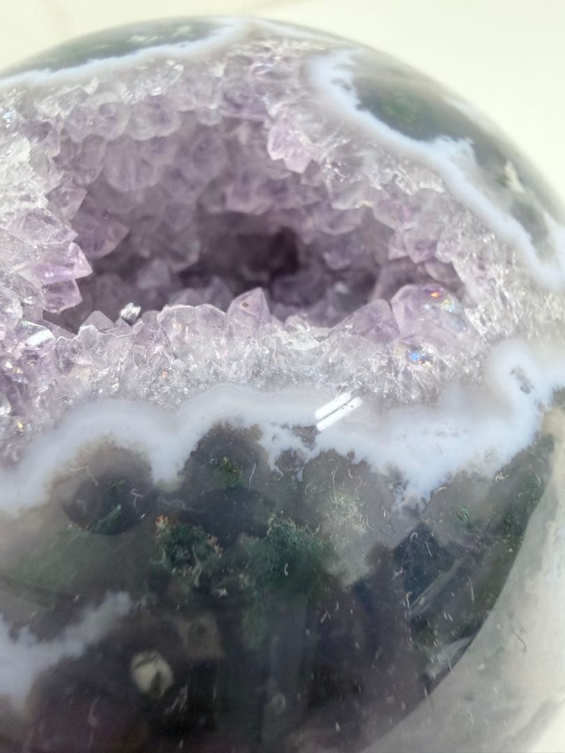希少　パープルモス　スフィア　王冠スタンド付き☆ 笑口　丸玉　大