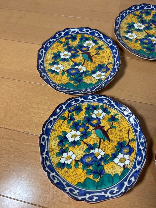 403 美濃焼 多治見焼 第一陶器 プレート 花鳥文様  5客　未使用