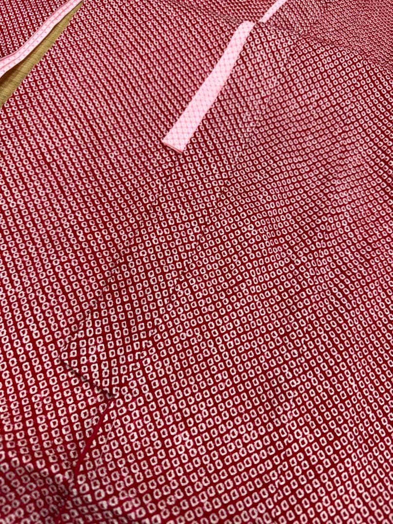 七五三　正絹　絞り　女の子　キッズ　7歳　ピンク　総絞り　絹