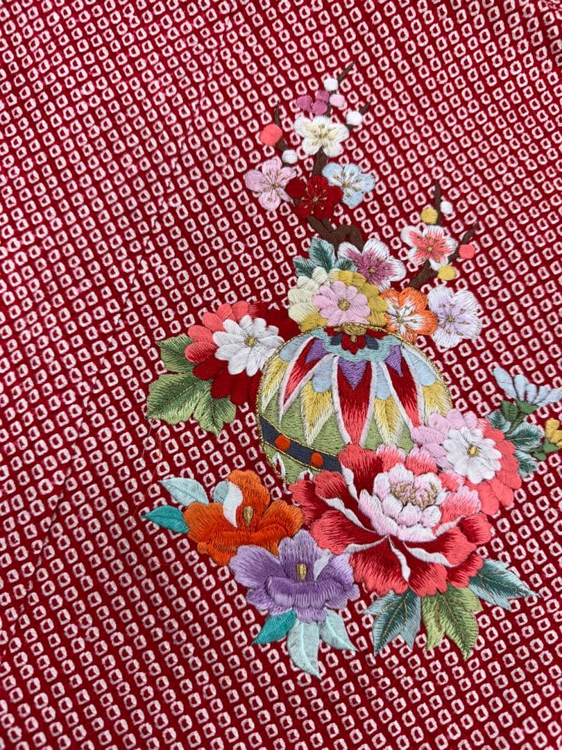 七五三　正絹　絞り　女の子　キッズ　7歳　ピンク　総絞り　絹