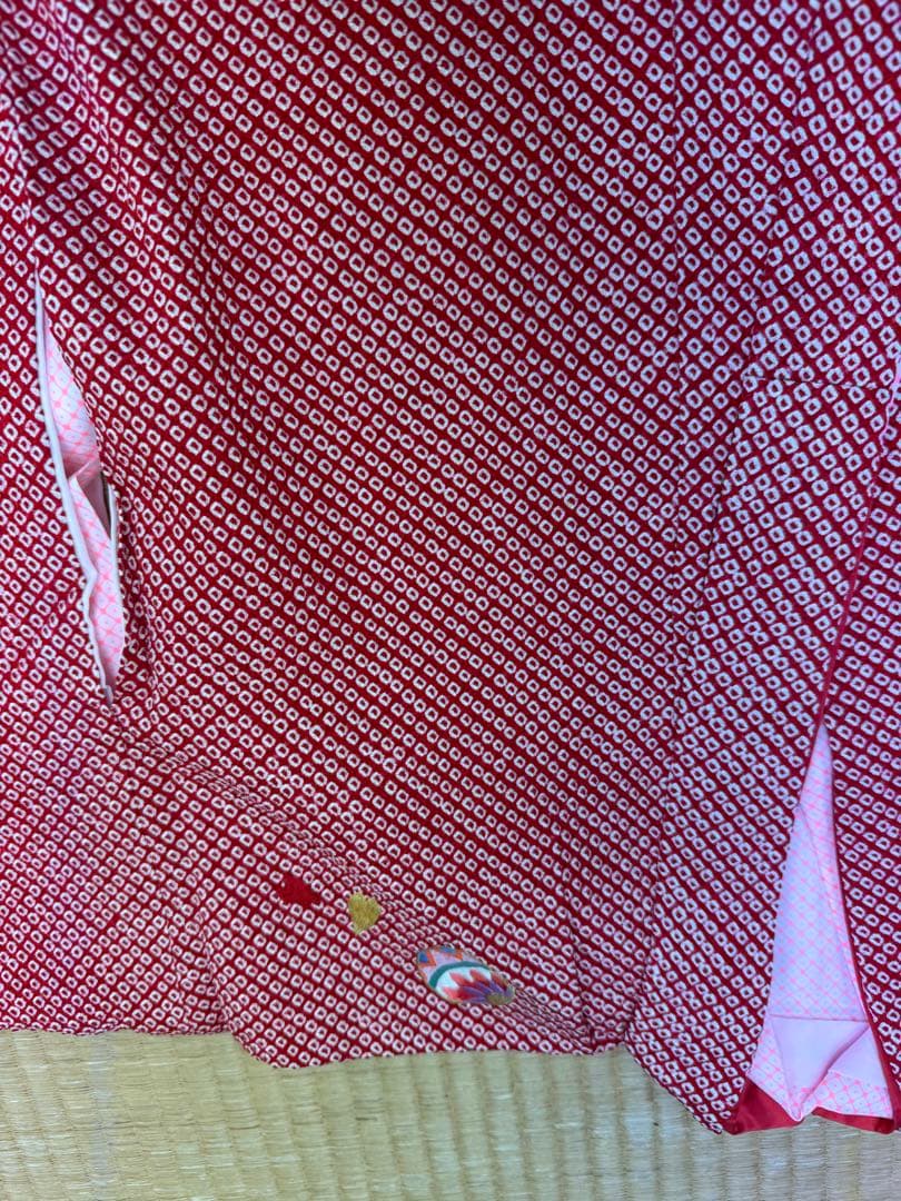 七五三　正絹　絞り　女の子　キッズ　7歳　ピンク　総絞り　絹