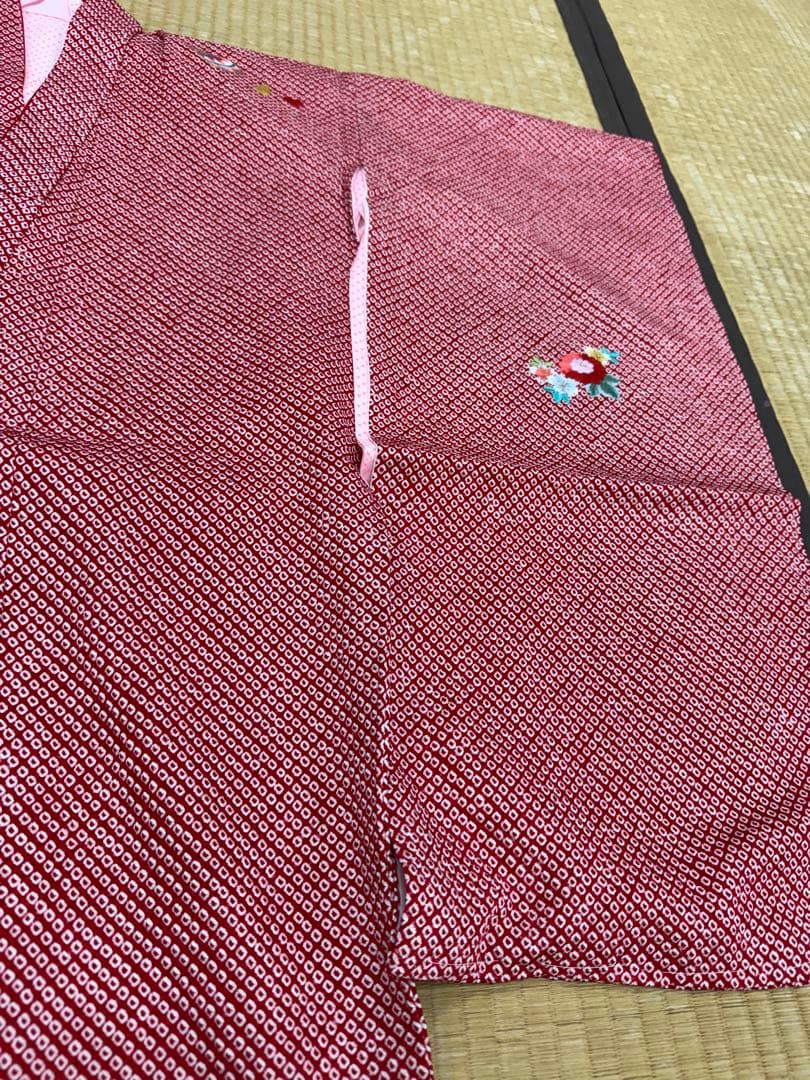 七五三　正絹　絞り　女の子　キッズ　7歳　ピンク　総絞り　絹