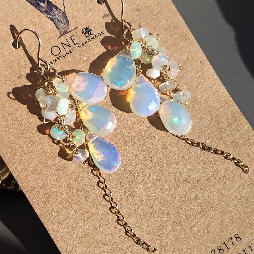 極上　プレシャスオパール　大粒　ピアス　イヤリング　14kgf