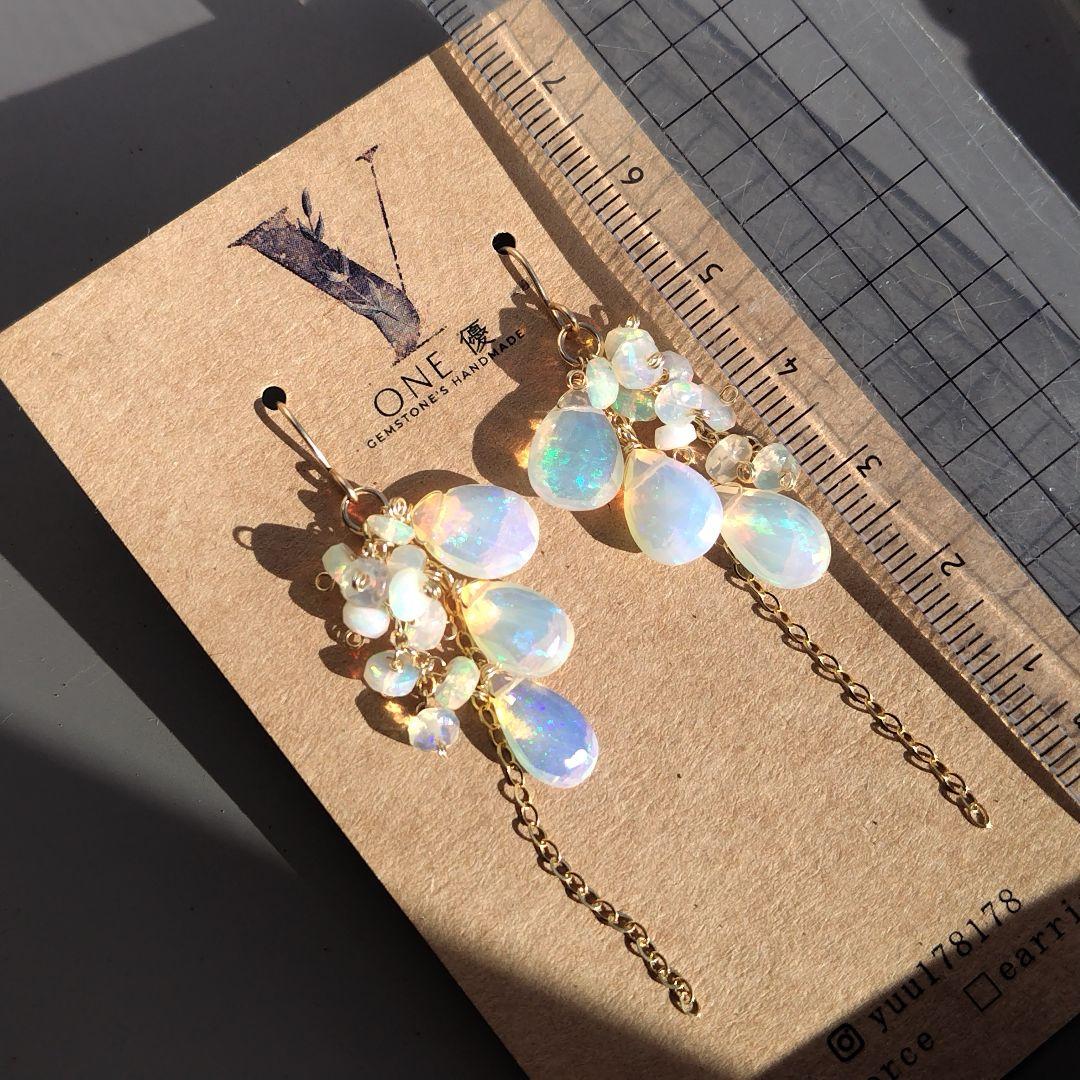 極上　プレシャスオパール　大粒　ピアス　イヤリング　14kgf