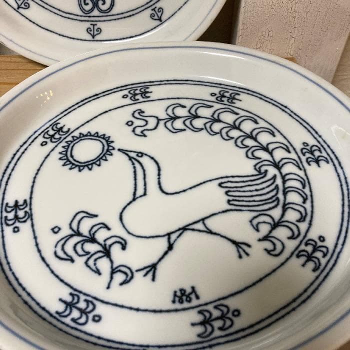 ☆4枚セット☆無汸庵 綿貫宏介 絵皿 魚・葉っぱ・鳥・葡萄