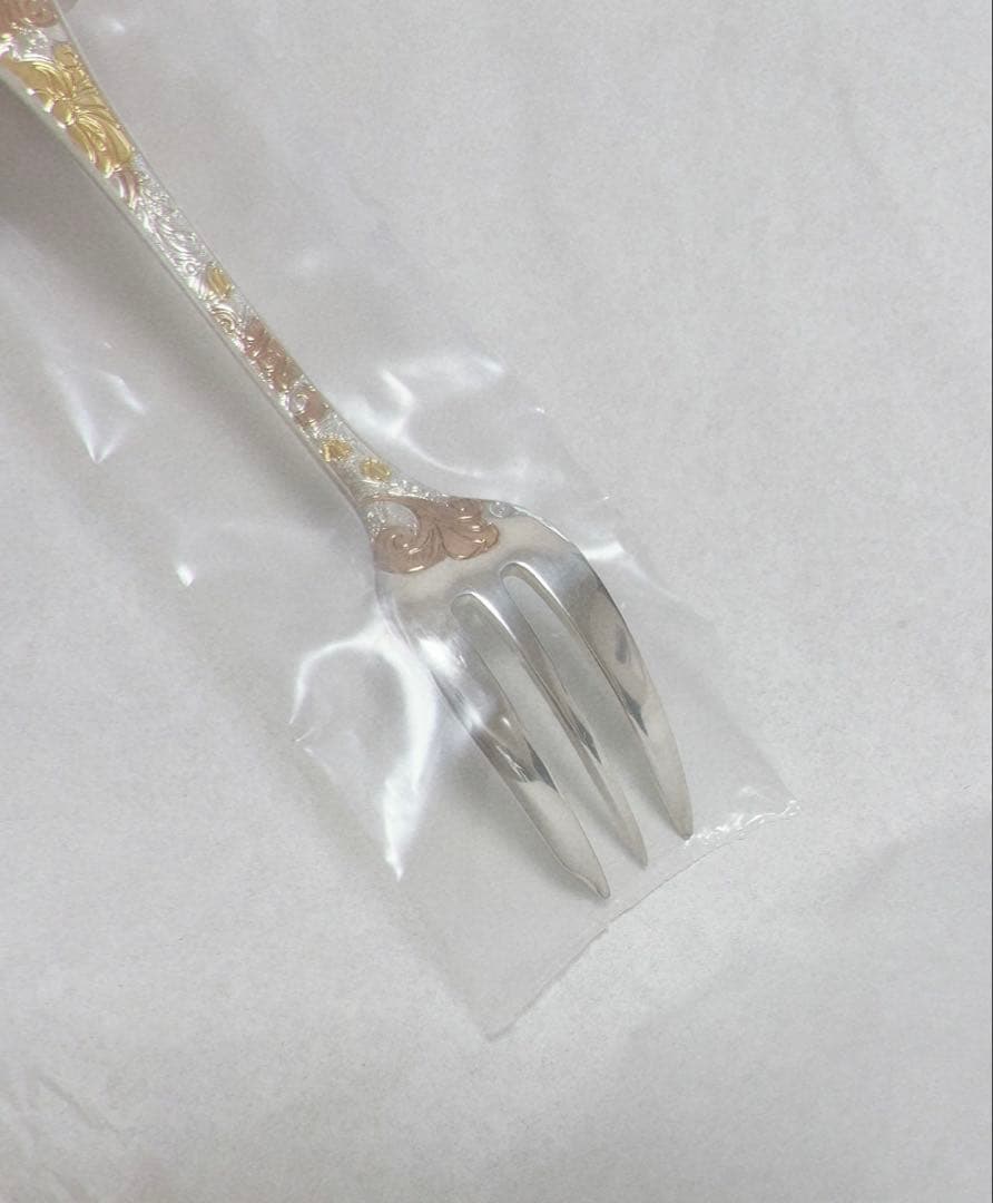 【未使用】クリストフル ジャルダンエデン ケーキフォーク イエロー/ピンク