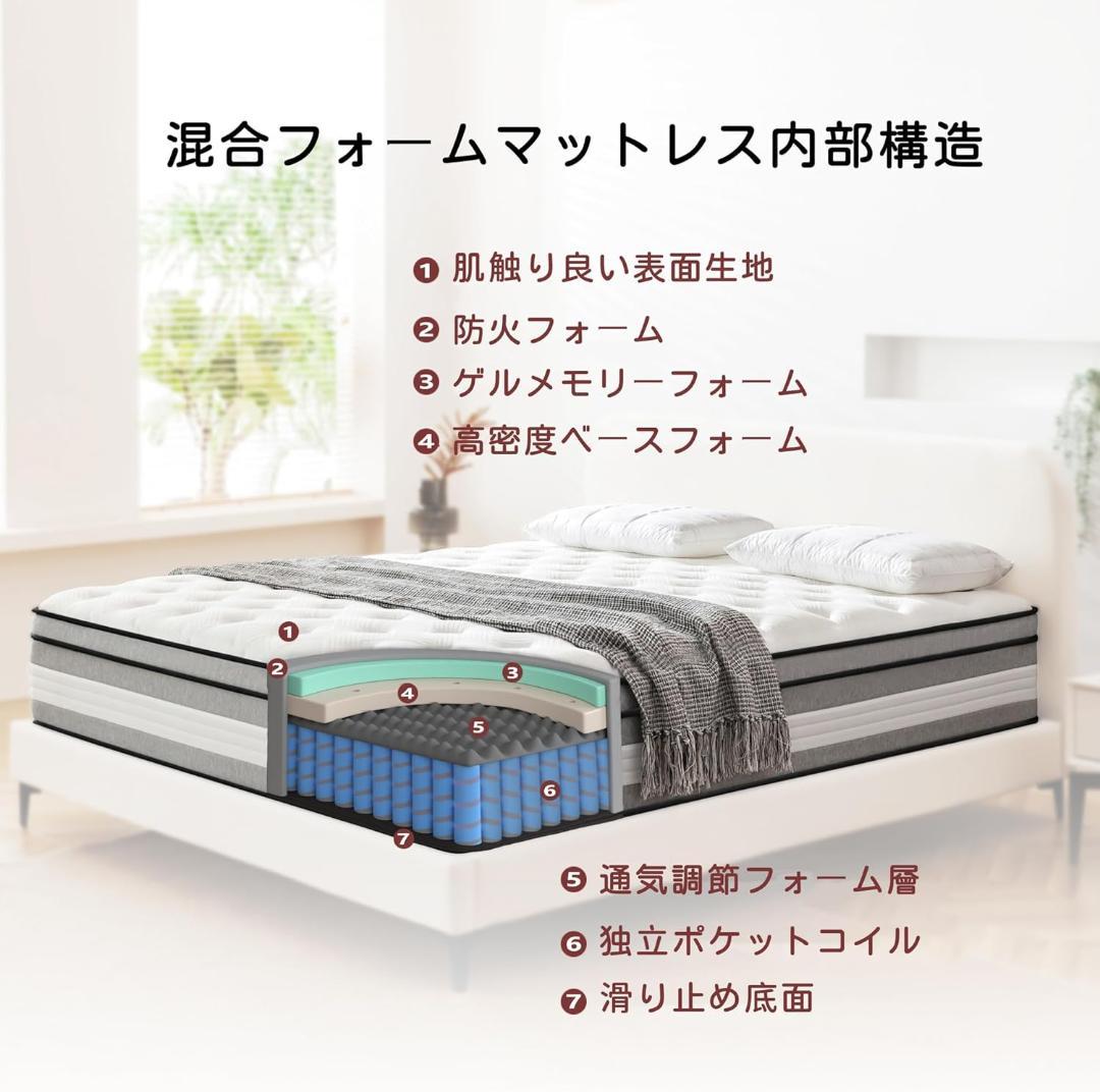 マットレス シングル 極厚 20cm ポケットコイル 独立コイル