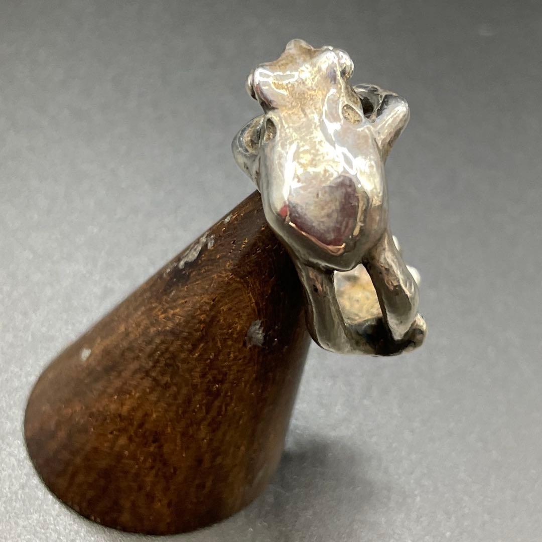 カエル シルバー925リング アクアマリン silver