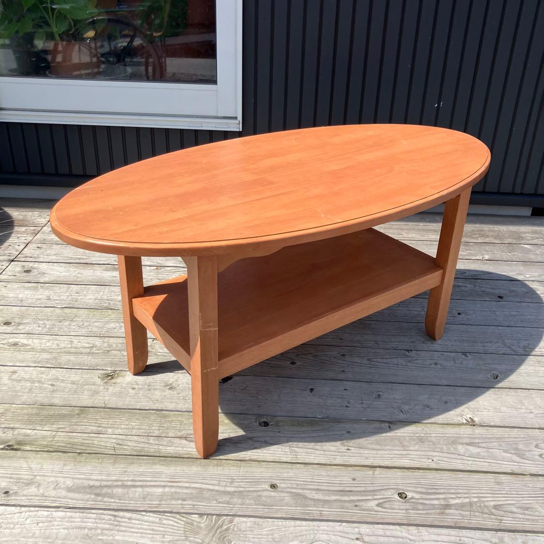 北欧レトロ ヤマシロ ラバーウッド 木製 オーバル コーヒーテーブル センター