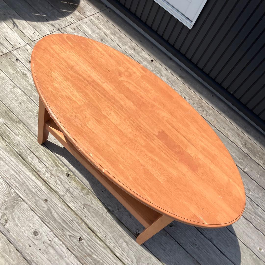 北欧レトロ ヤマシロ ラバーウッド 木製 オーバル コーヒーテーブル センター