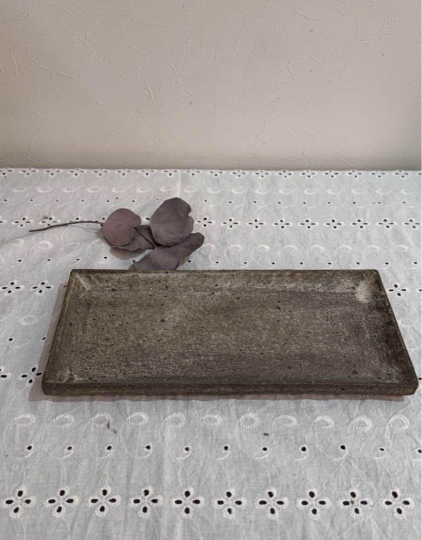 村上躍　白灰化粧プレート湯呑みセット