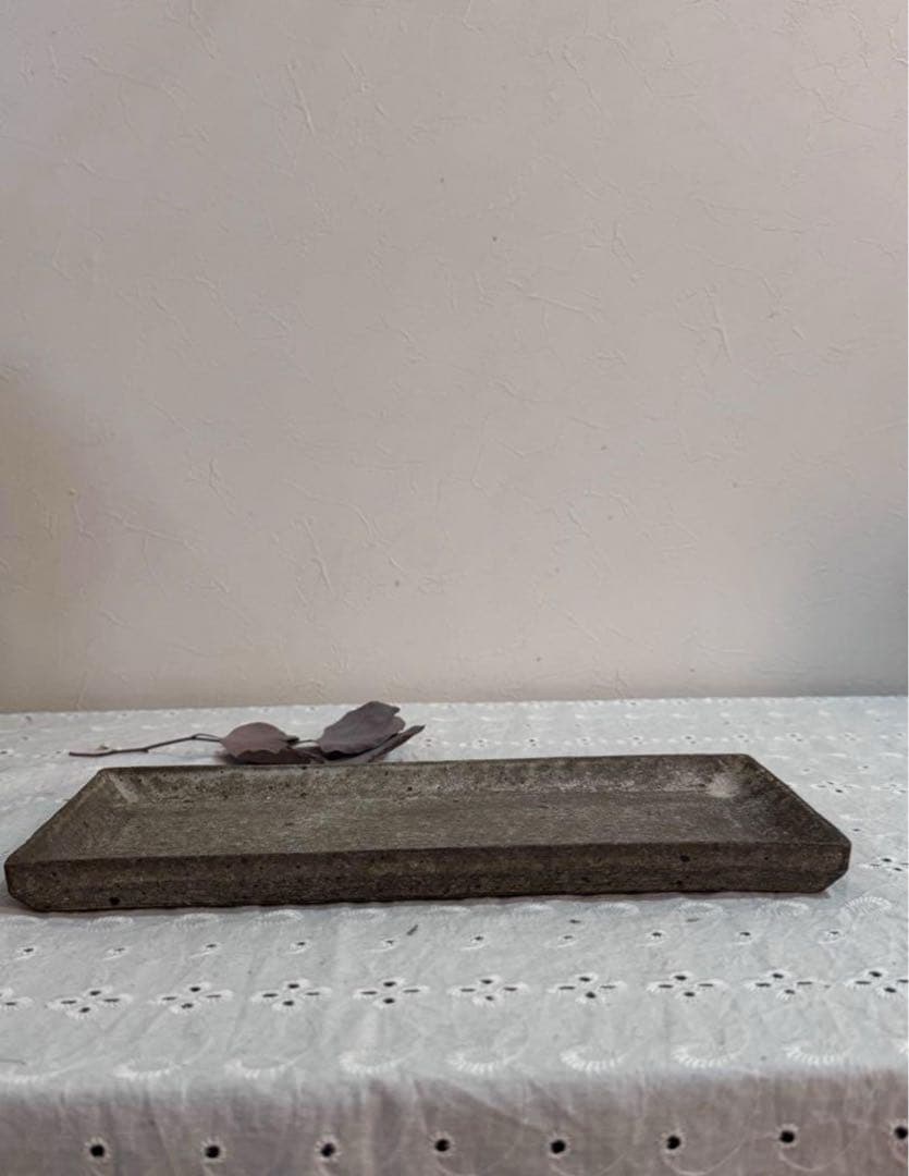 村上躍　白灰化粧プレート湯呑みセット