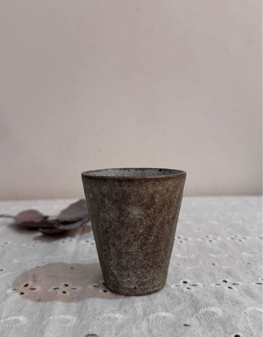 村上躍　白灰化粧プレート湯呑みセット