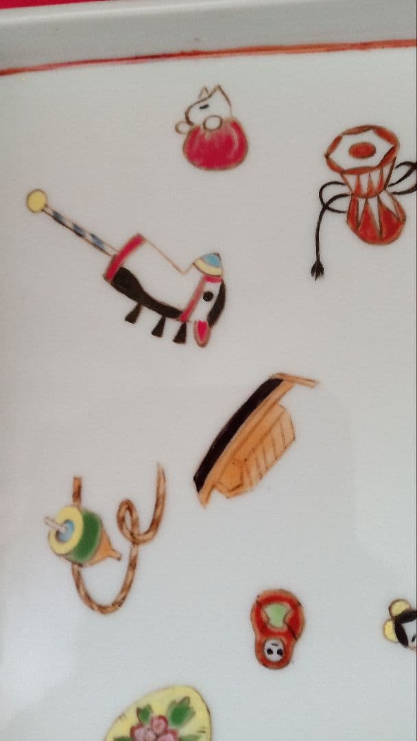 立雛 郷土玩具 おもちゃ尽くし 角皿 絵皿 雛飾りに 立雛郷土玩具