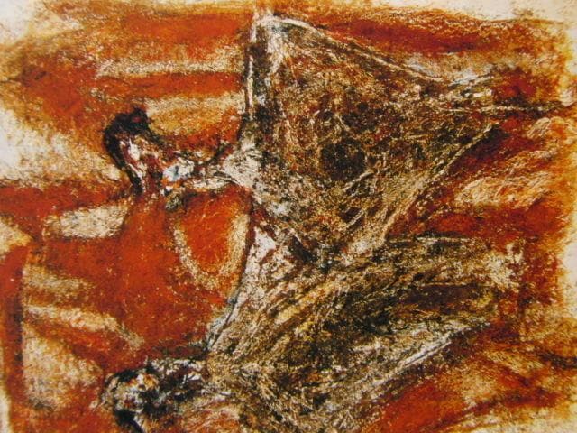 三岸 節子、火の山にて飛ぶ鳥、希少な画集より、新品高級額装付、状態