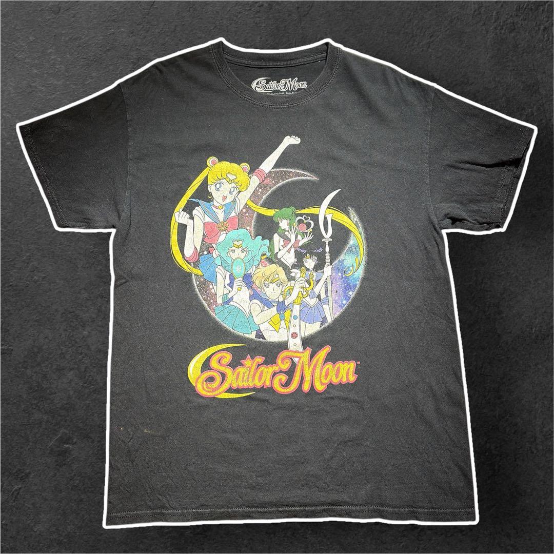 セーラームーン tシャツ ブラック ヴィンテージ 古着 アニメ フェード