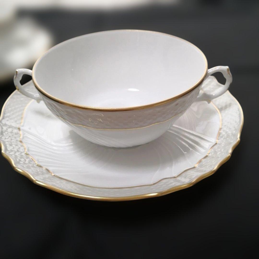 リチャードジノリ　ベッキオグレース　スープカップ&ソーサー2客セット