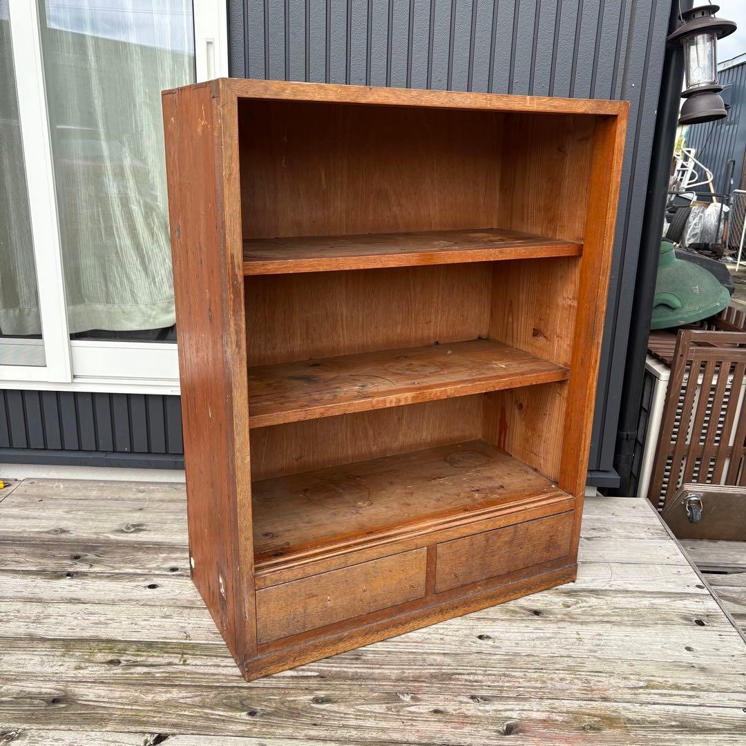 昭和レトロ 古家具 モザイクガラス戸 木製キャビネット 食器棚 サイドボード