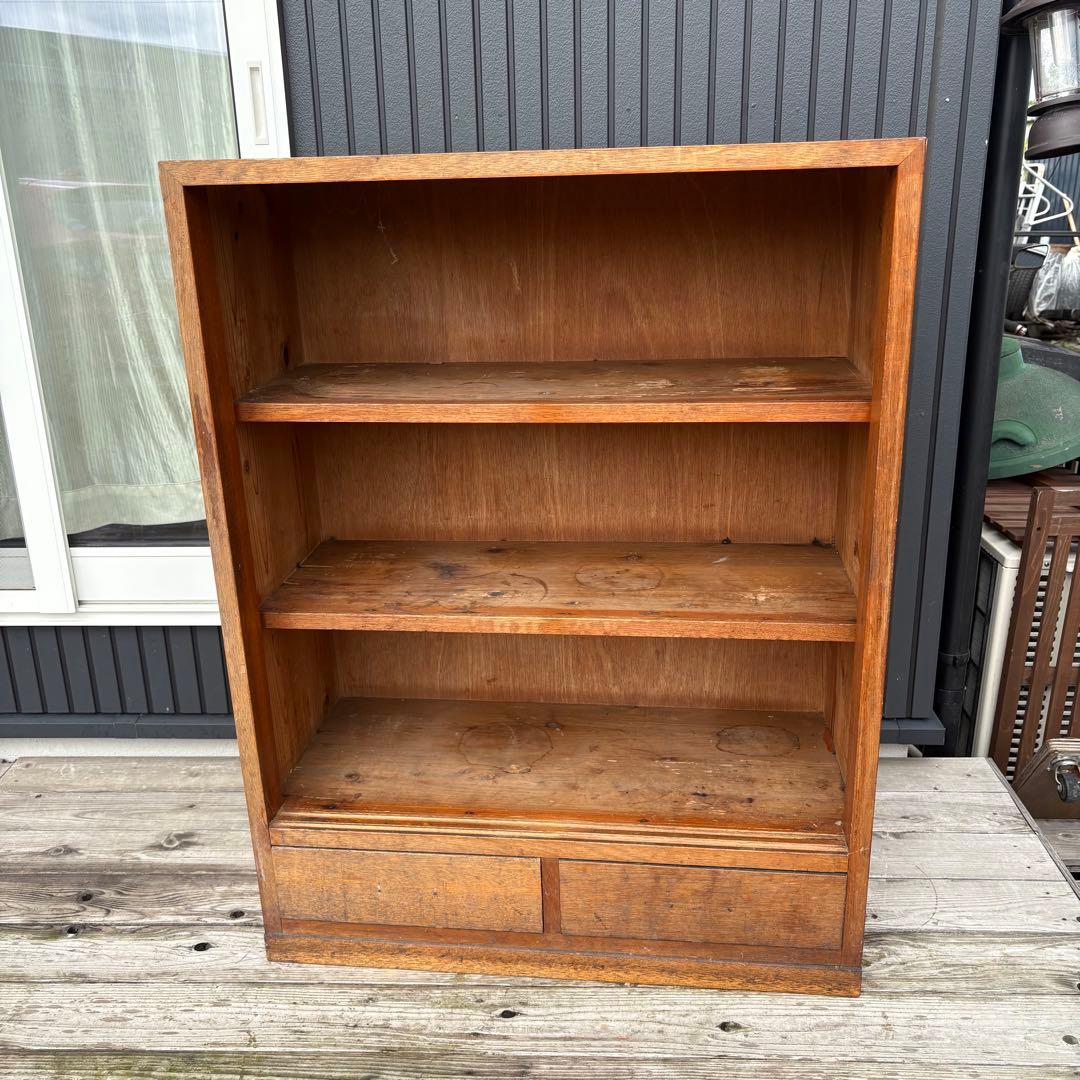 昭和レトロ 古家具 モザイクガラス戸 木製キャビネット 食器棚 サイドボード