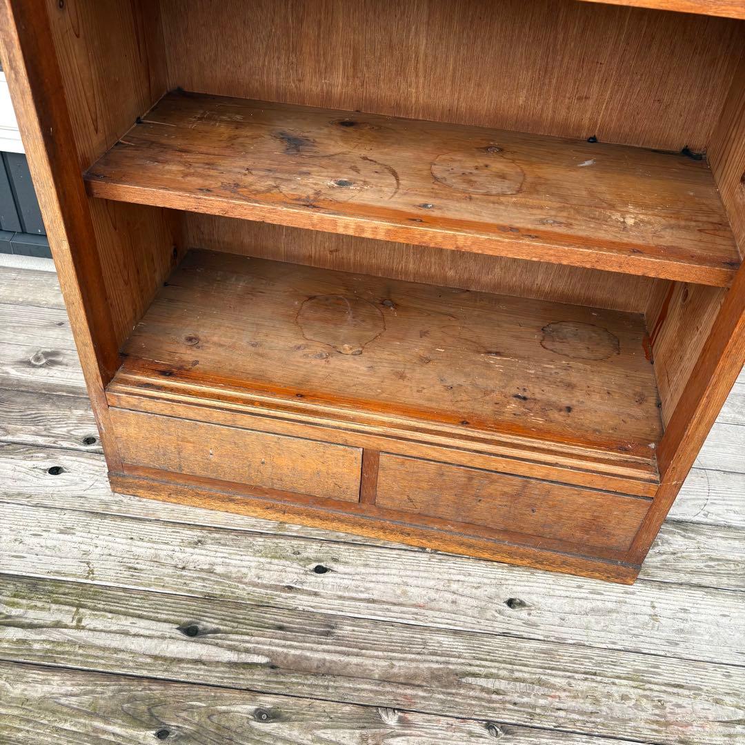 昭和レトロ 古家具 モザイクガラス戸 木製キャビネット 食器棚 サイドボード