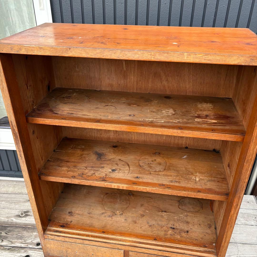 昭和レトロ 古家具 モザイクガラス戸 木製キャビネット 食器棚 サイドボード