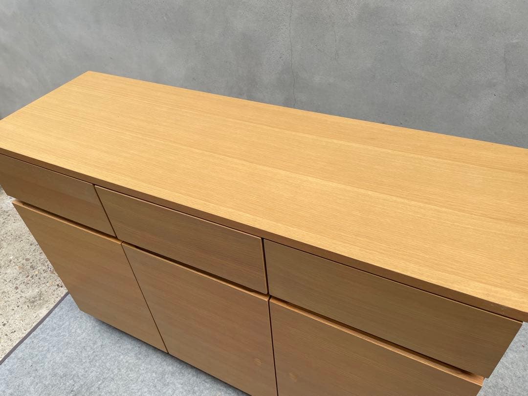 割と綺麗　無印良品　オーク材　カウンター　キャビネット