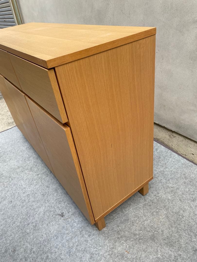 割と綺麗　無印良品　オーク材　カウンター　キャビネット