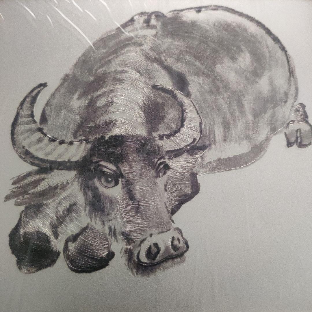 徐悲鴻十二生肖卧牛図（銀版画）