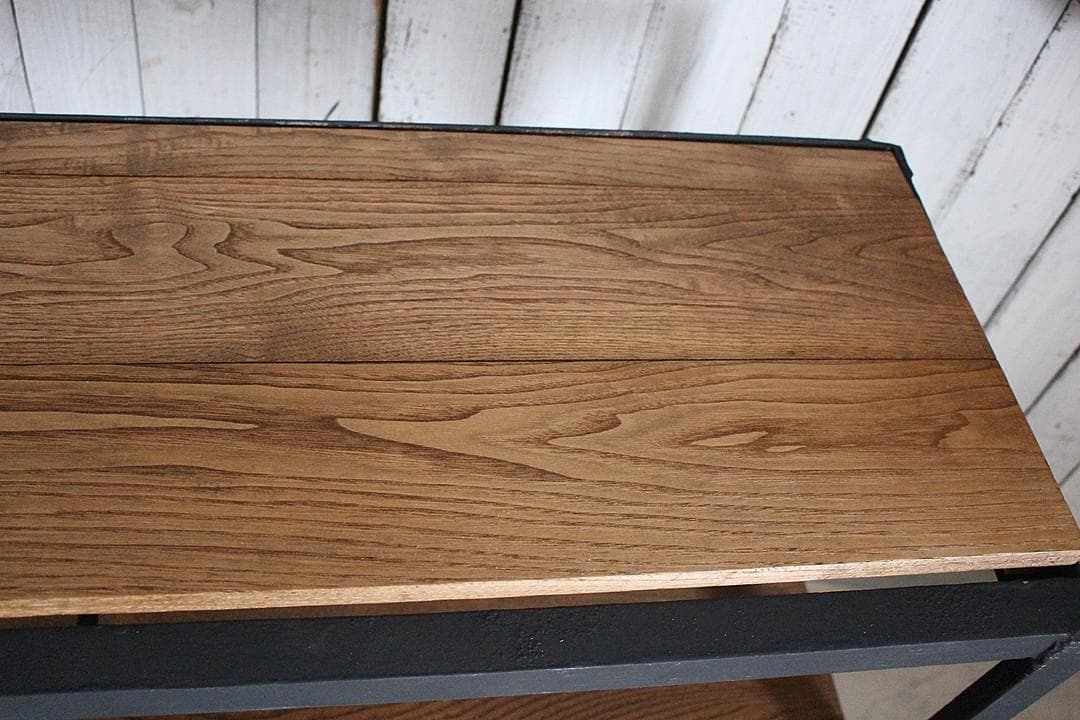 古いアイアンフレームと古材の収納棚　食器棚　オープンラック　靴棚　古家具