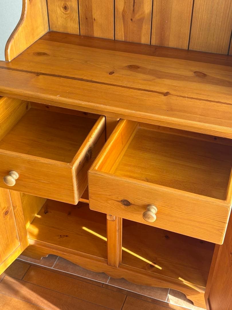 無垢材カントリーカップボード食器棚 k factory アントステラ系　送料込み