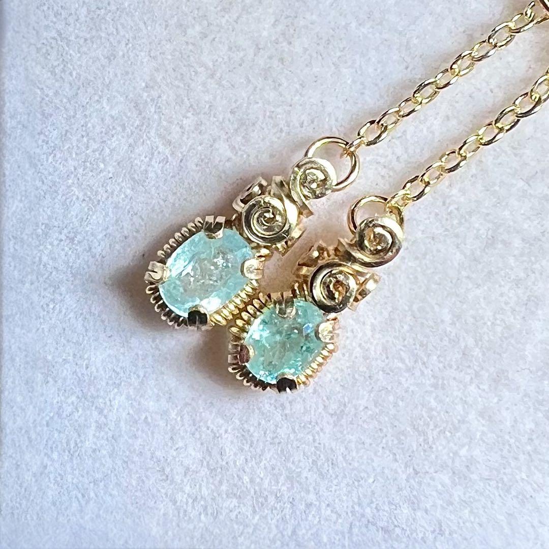 【for ☆彩テラス☆様】パライバトルマリン　チェーンピアス　ポストピアス