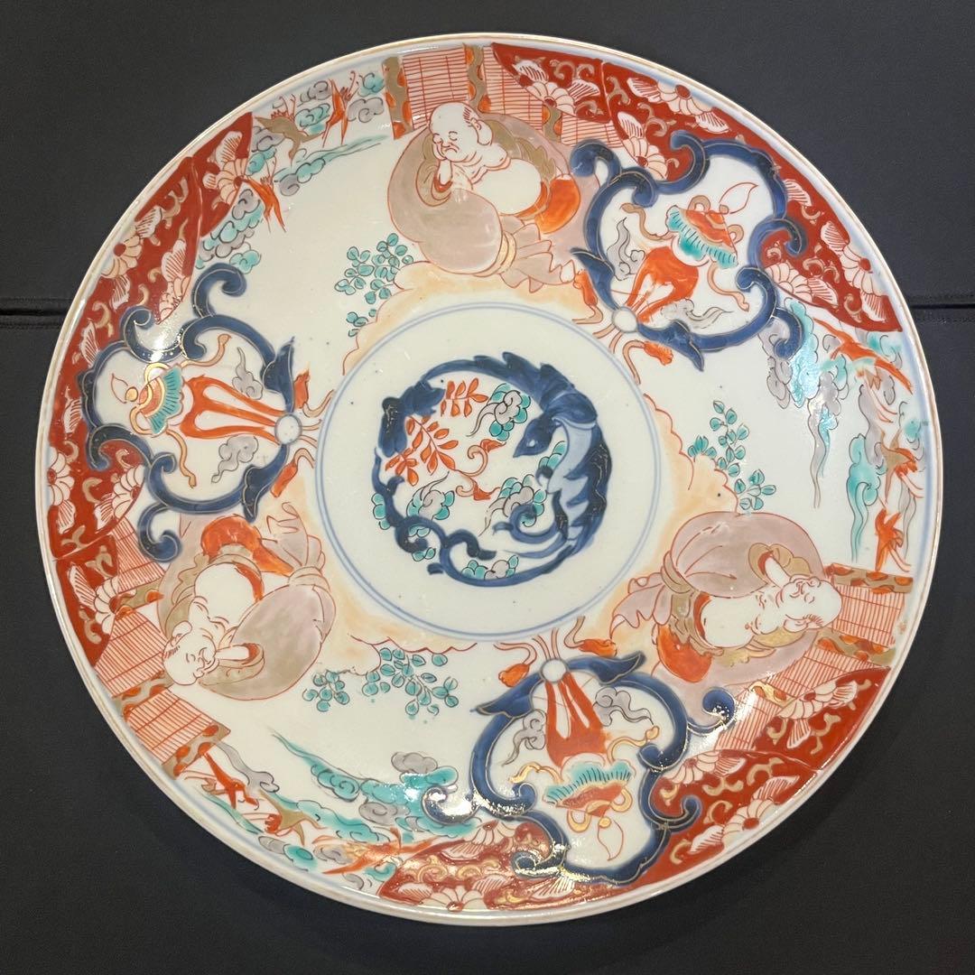 古伊万里様式 色絵 布袋様 大皿 江戸後期〜明治期 祝い皿 飾り皿