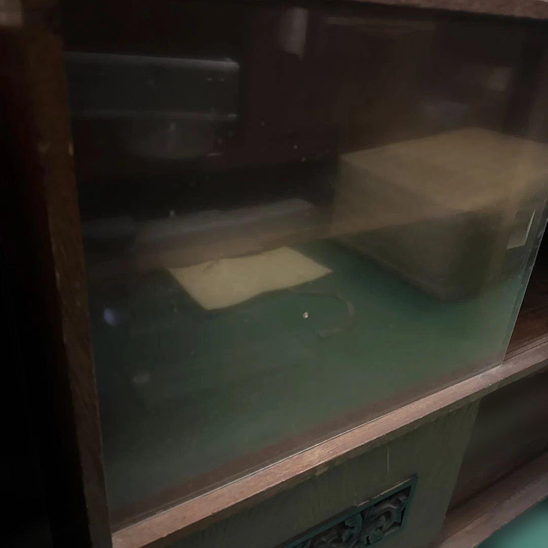 昭和レトロ　木製ガラス扉付きキャビネット