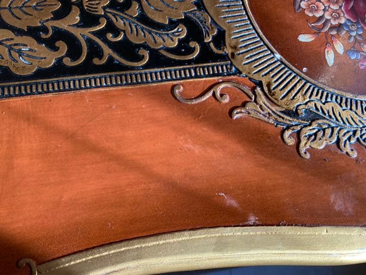 ロココ　テーブル　薔薇　マルチ　アンティーク　ゴールド　ブラック　高級感