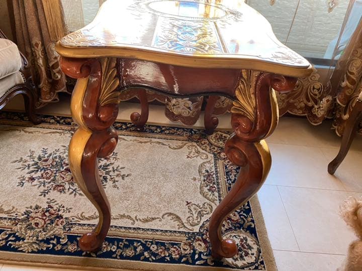 ロココ　テーブル　薔薇　マルチ　アンティーク　ゴールド　ブラック　高級感