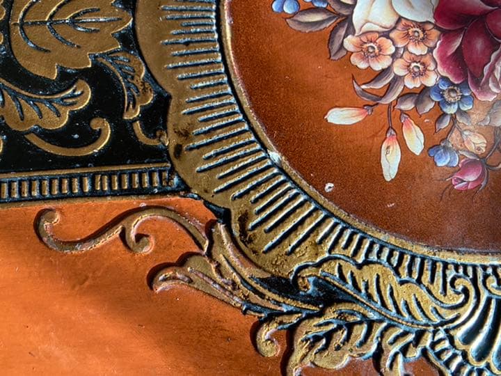 ロココ　テーブル　薔薇　マルチ　アンティーク　ゴールド　ブラック　高級感