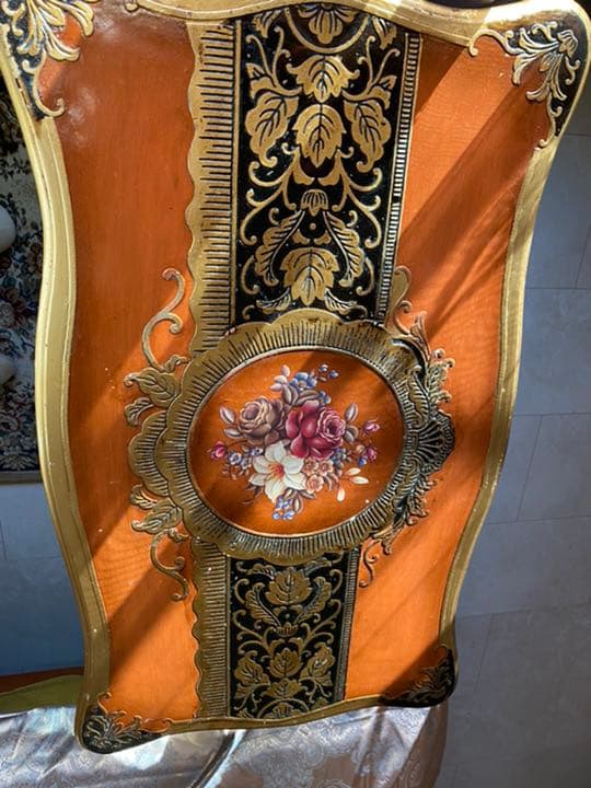 ロココ　テーブル　薔薇　マルチ　アンティーク　ゴールド　ブラック　高級感