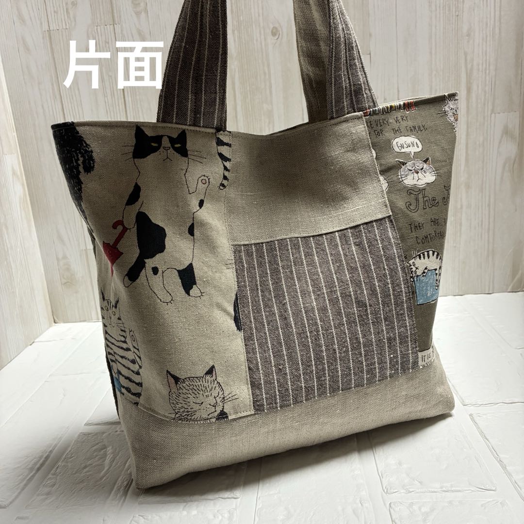 猫いっぱいトートバッグ パッチワーク 可愛い ハンドメイド MTS26