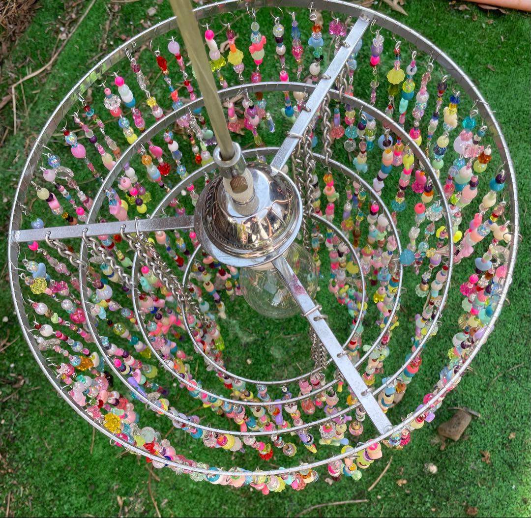 ビーズシャンデリア　1点もの　シャンデリア　オシャレ　ライト　照明　天井　大