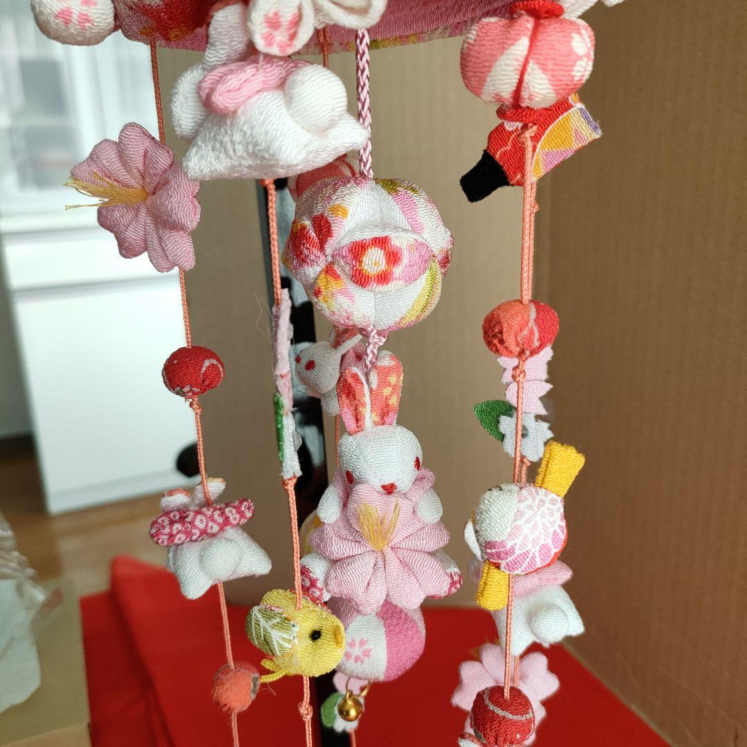 ひな祭り飾り カラフルな布製　　　(こつぶうさぎ　特小)スタンド付き