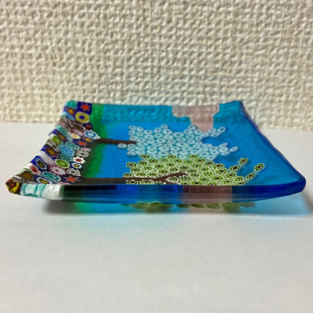 ベネチアンガラス ミルフィオリ プレート スクエア ガラス 豆皿