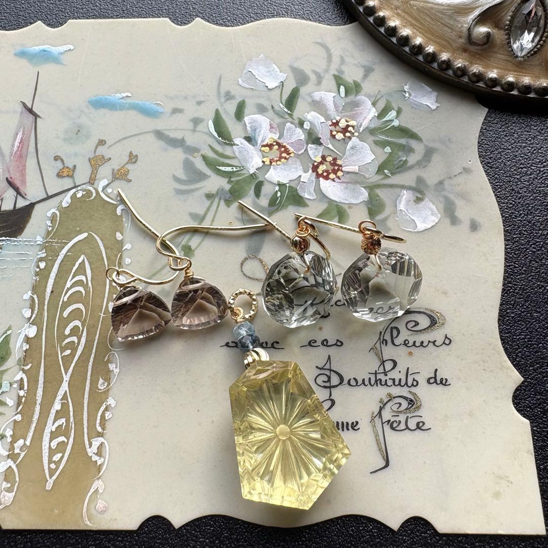 《おともさん》ライトスモーキーコーンケーブ＊レモンクォーツサンライズトップ