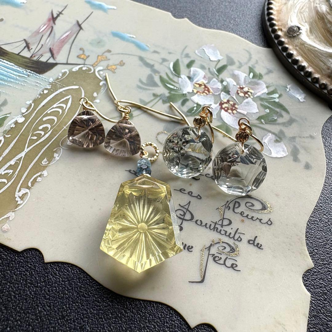 《おともさん》ライトスモーキーコーンケーブ＊レモンクォーツサンライズトップ