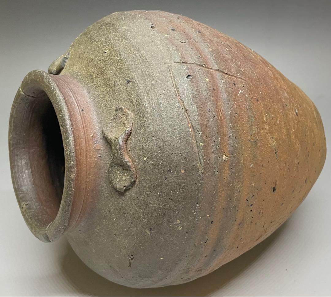 古備前 室町〜桃山時代 三耳壺 種壺 窯印有 箱付(