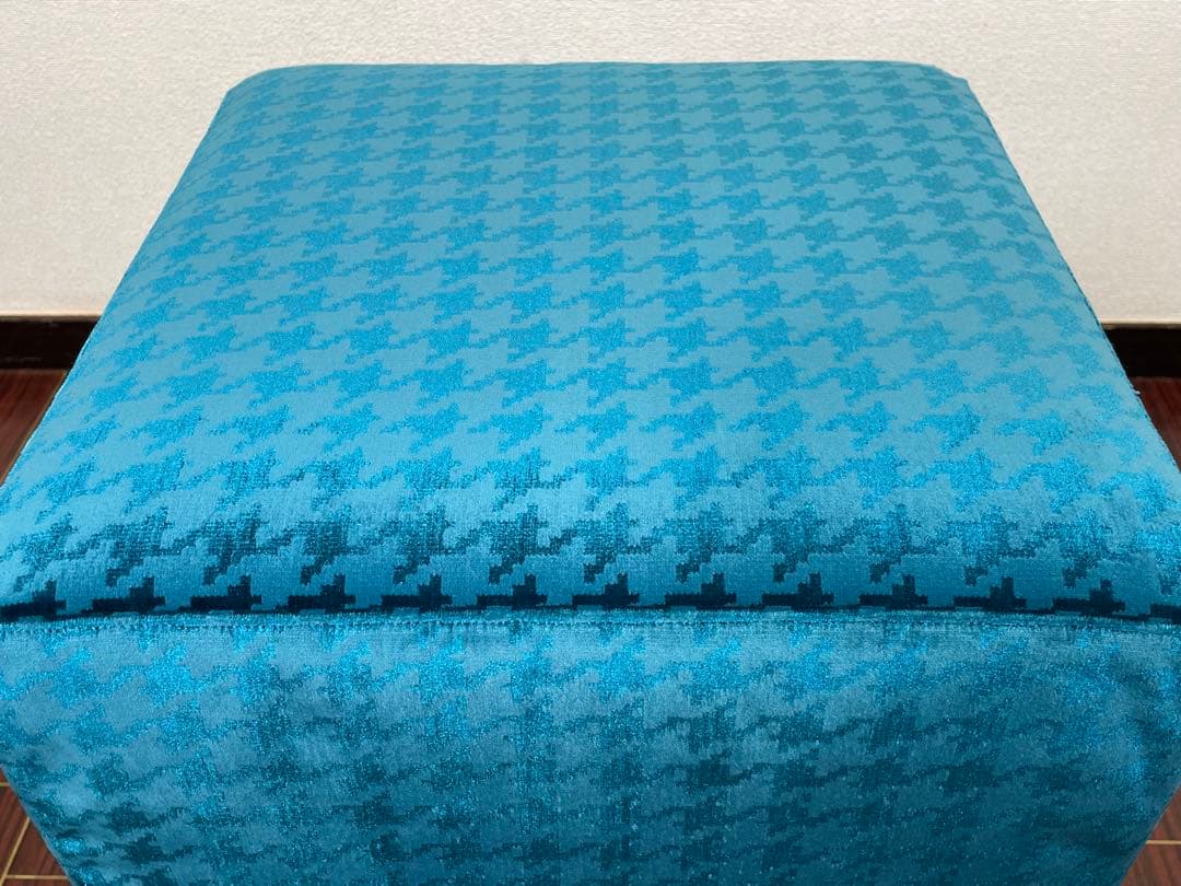 フランス CASAMANCE スツール ベルベット プフ オットマン 千鳥格子