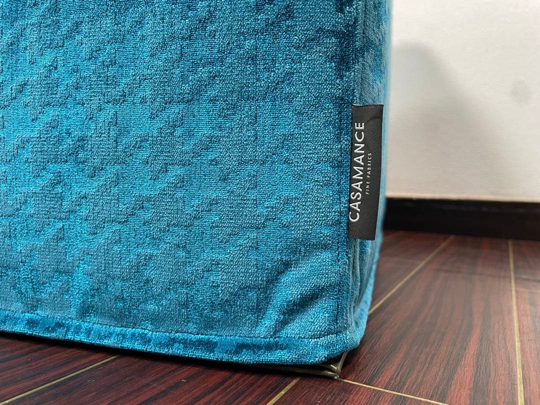 フランス CASAMANCE スツール ベルベット プフ オットマン 千鳥格子