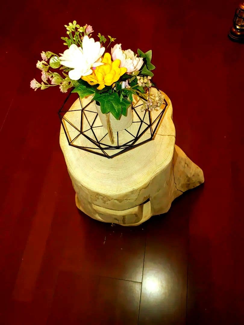 大型 切り株 ひのき くりぬき 親子 本立て 椅子 スツール テーブル高46cm